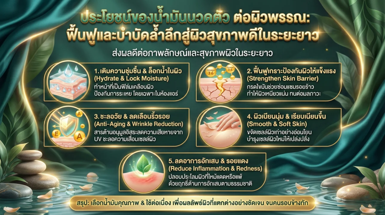 ประโยชน์ของน้ำมันนวดตัว ต่อผิวพรรณ